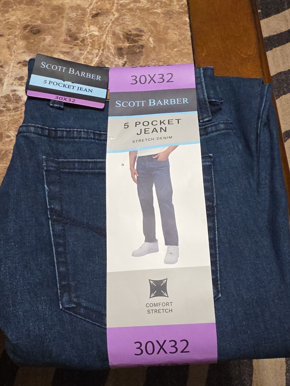 Scott Barber Men’s Straight Leg Jeans in Dark Blue - 30x32